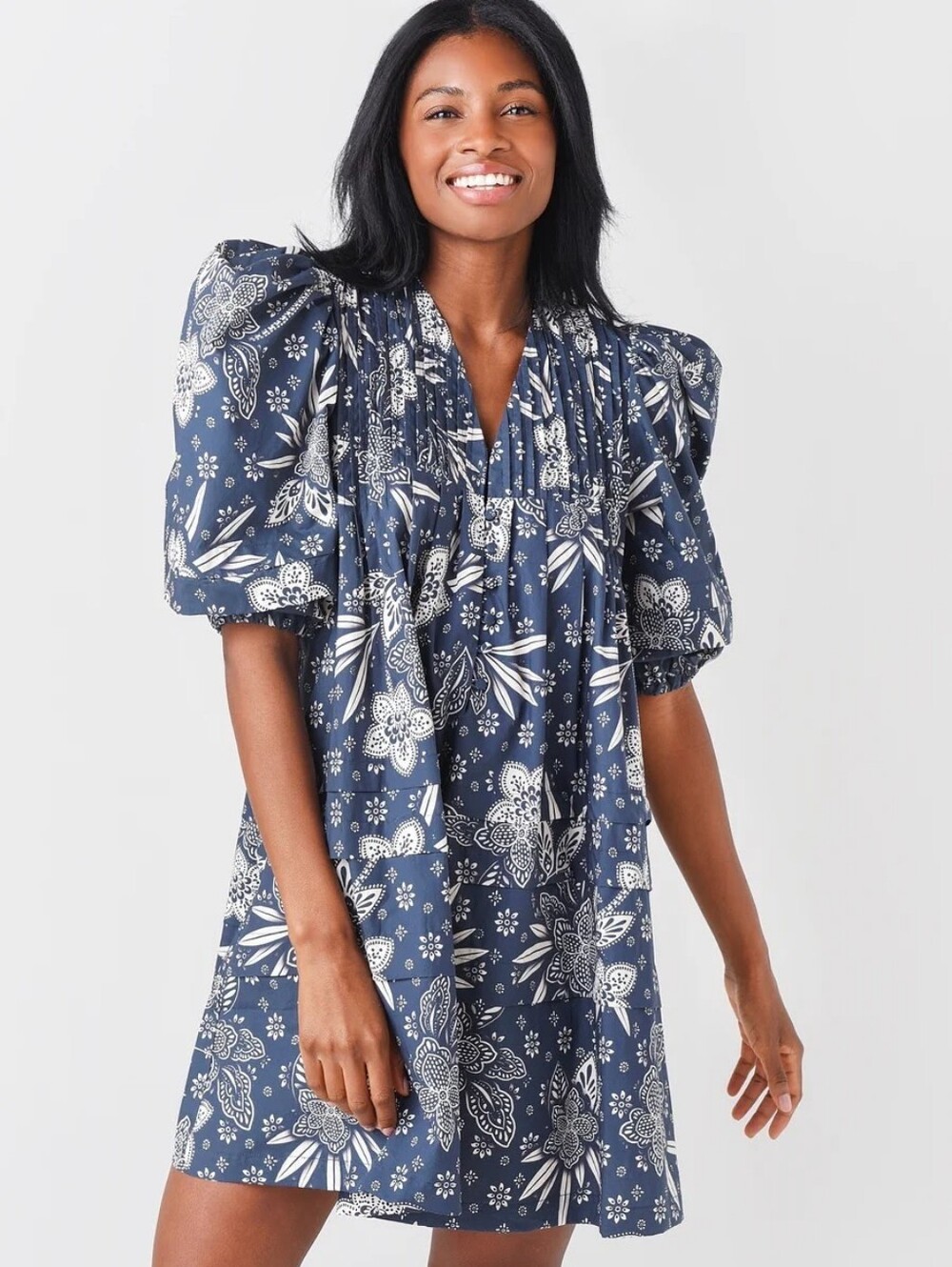 Hunter Bell Jenkins Dress In Blue Bandana Print.